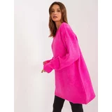 Fashion Hunters Fluo pink knitted dress with a round neckline RUE PARIS
