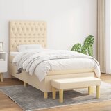  Krevet s oprugama i madracem krem 100 x 200 cm od tkanine | shoptok.hr