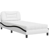 The Living Store Postelja z vzmetnico bela in črna 90x190 cm umetno usnje - Postelja, (21610381) | Shoptok.si