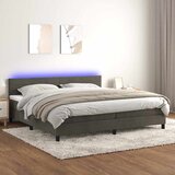  box spring s madracem LED tamnosivi 200x200 cm baršun | shoptok.hr
