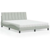 vidaXL Krevet s madracem svjetlosivi 160x200 cm baršunasti | shoptok.hr