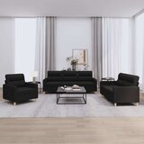  3-dijelni set sofa s jastucima crni od tkanine Cijene