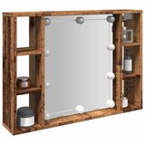 vidaXL Ormarić s ogledalom LED boja staro drvo 76x15x55 cm drveni | shoptok.hr