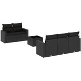  6-dijelni set vrtnih sofa s jastucima crni od poliratana | shoptok.hr