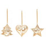  Božićni ukras-vislica trodijelna metalna 6,5 cm 3 kom set | shoptok.hr