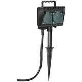 2-way garden socket outlet with earth spike