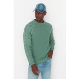 Trendyol Mint Men Regular Fit Crew Neck Hair Knitting Detailed Knitwear Sweater Cene