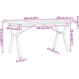  Blagovaonski stol Y-oblika 160x80x75,5 cm od borovine i čelik | shoptok.hr