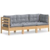  Vrtni trosjed od masivne borovine sa sivim jastucima | shoptok.hr