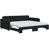 vidaXL Izvlečna dnevna postelja z vzmetnicami črna 90x190 cm | Shoptok.si