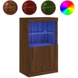 Maison Chic Komoda - Predalnik z LED lučkami dimljen rjav hrast 60,5x37x100 cm, (21722404) Cene