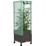  Vrtna saksija s pokrovom staklenika i kotačima Smeđa PP - Smeđa 40 x 40 x 139 cm s kotačima | shoptok.hr