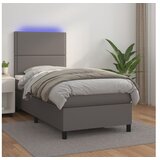 vidaXL Krevet box spring s madracem LED sivi 90x190 cm od umjetne kože Cijene