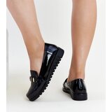 Gemre Black patent loafers with decorative strap Marlisa | Shoptok.si