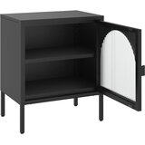  Noćni ormarić crni 50 x 35 x 60 cm od stakla i čelika | shoptok.hr