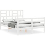  The Living Store Posteljni okvir z vzglavjem bel trden les - Posteljni Okvir, (21527152) | Shoptok.si