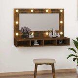 Ormarić s ogledalom LED boja dimljenog hrasta 90 x 31,5 x 62 cm Cijene