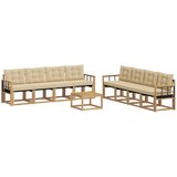 vidaXL Zunanja garnitura za sedenje z blazino 9 pcs Bela in bež, (5000269209) | Shoptok.si