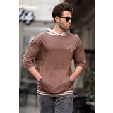 Madmext Men's Brown Hooded T-Shirt 6182 Cene