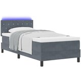 vidaXL Box Spring Krevet s Madracem i LED-om Tamno Siva 100x200 cm Baršun | shoptok.hr