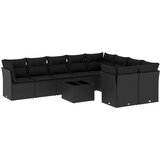  10-dijelni set vrtnih sofa s jastucima crni od poliratana | shoptok.hr