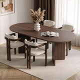 Hanah home trpezarijski set Aleria, ovalni sto i 4 stolice sa rukonaslonima, orah Milano i tamni orah, bela šenil tkanina | Eponuda.com