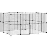  Kavez za ljubimce s 28 panela i vratima crni 35 x 35 cm čelični | shoptok.hr