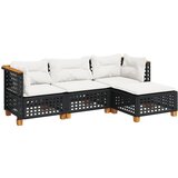Maison Chic Seti vrtnega pohištva - Vrtna garnitura - Vrtni pohištvo set 4-delna z blazinami črna poli ratan, (21818548) | Shoptok.si