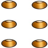 QAZQA Set van 6 moderne inbouwspots zwart met goud GU10 50mm IP44 - Dept | Shoptok.si