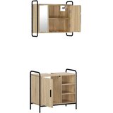  Set ormarića za kupaonicu 2 kom. Hrast sonoma 65 5 x 34 x 61 cm - Hrast sonoma Ormar s umivaonikom (1 vrata i 1 polica) + viseći | shoptok.hr