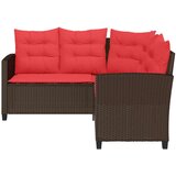 Set vanjskih sofa s jastukom 2 pcs Smeđa i crvena poliratan | shoptok.hr