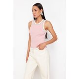 Trendyol Pink Striped Glitter Piping Detailed Knitwear Blouse Cene