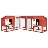 vidaXL Zunanji zajčnik z izhodom rdeč in bel les jelke - - Rdeča - 43.55 - N/A - 2025- | Shoptok.si