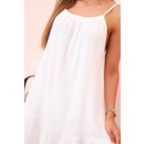 Kesi Włoski Women's muslin dress with straps and frill white | shoptok.hr