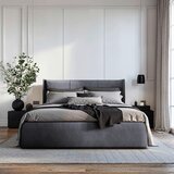 MID.YOU OBLAZINJENA POSTELJA 140 cm x 200 cm , les, tekstil, leseni material barve grafita | Shoptok.si