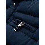 Ombre Men's lightweight jacket of combined materials with hood and decorative quilting - black | shoptok.hr