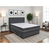 Hom`in POSTELJA BOXSPRING 160 cm x 200 cm , les, tekstil, leseni material temno siva | Shoptok.si