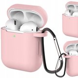 BZ Silikonski mehki ovitek za AirPods 1/2 s karabinom - roza, (22005232) | Shoptok.si