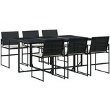  7-dijelni vrtni blagovaonski set s jastucima crni od poliratana | shoptok.hr