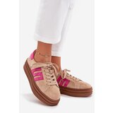 Boto Women's Platform Sneakers Made Of Natural Suede Beige-Pink Eldira | Shoptok.si