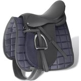vidaXL Jahalno Sedlo Set 17,5" Pravo Usnje Črne Barve 18 cm 5-v-1 cene