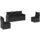  5-dijelna vrtna garnitura od poliratana s jastucima crna | shoptok.hr