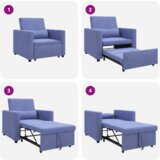  3-u-1 kauč na sklapanje plava denim tkanina | shoptok.hr