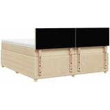  Krevet s oprugama i madracem krem 200 x 200 cm od tkanine | shoptok.hr