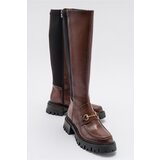 LuviShoes CHAPEL Camel Skin Buckle Stretch Detail Women's Boots | Shoptok.si