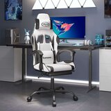 Okretna igraća stolica s osloncem bijelo-crna od umjetne kože  Okretna igraća stolica s osloncem bijelo-crna od umjetne kože Slike