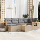 Maison Chic Seti vrtnega pohištva - Vrtna garnitura - Vrtni pohištvo set 7-delna z blazinami bež poli ratan, (21807834) | Shoptok.si