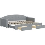  Izvlečna dnevna postelja s predali svetlo siva 80x200 cm blago | Shoptok.si