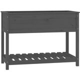 Maison Chic Visoka greda - Greda - Cvetlični Lonec s polico siva 111,5x54x81 cm trdna borovina, (21790162) | Shoptok.si