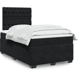 The Living Store Box spring postelja z vzmetnico črna 120x190 cm žamet - Box Spring Postelja, (21428158) Cene